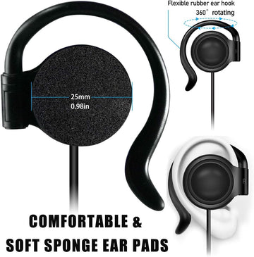 Wired Single Headphones 3.5Mm Right-Side Earphone One Ear Ear-Hook Headphone for EXD-101 ATG-100T Wireless Tour Guide Receiver Radio Podcast Laptop MP3 Ear Bud (Right-Side Earphone)